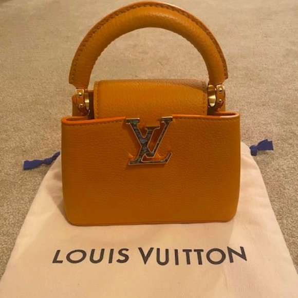 *AUTHENTIC* Louis Vuitton Mini Taurillon Capucines - Orange with Mother of Pearl - Picture 1 of 10
